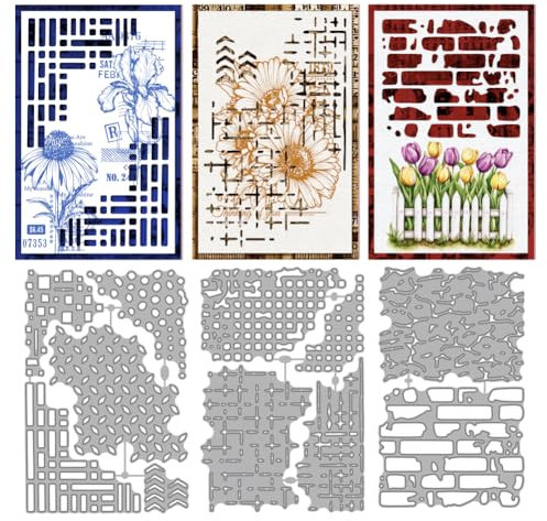 MAYJOYDIY Brick Irregular Net Metal Cutting Dies, Wall Background Dies Vintage Grunge Embossing Stencil Template for Card Making Scrapbooking Album Paper Crafting Decoration
