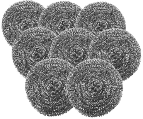MOBUTOFU 8pcs Stainless Steel Pan Scrubbers with Cleaning Power for Dish and Pot Cleaning Easy to Store Metal Scrubber Balls Suitable for Kitchenware