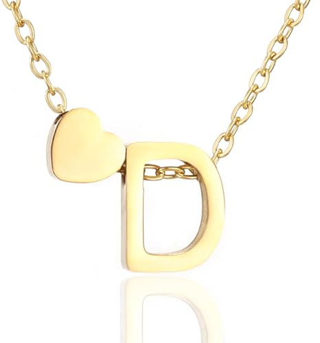AFSTALR Herz Kette mit Buchstaben Anhänger Halskette mit Buchstabe, Damen Initial Alphabet A-Z Edelstahl Gold/Silber Ketten Verstellbar, Personalisierte Schmuck Geschenke für Frauen