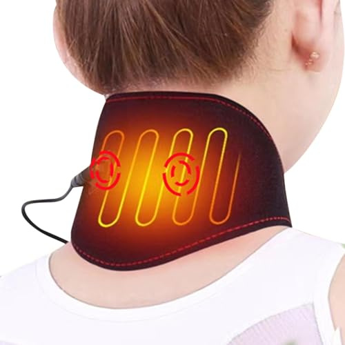 Elektrisches Nacken-Heizkissen – Beheizter Schulterwickel Zur Linderung Von Schmerzen Und Müdigkeit | Mikrowellengeeignetes Therapeutisches Nackentuch Mit 5 Vibrationsmassagemodi Für Männer, Frauen,