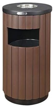 PZOFERLIN Papelera exterior de acero inoxidable Cubo de basura exterior con cenicero(Brown)