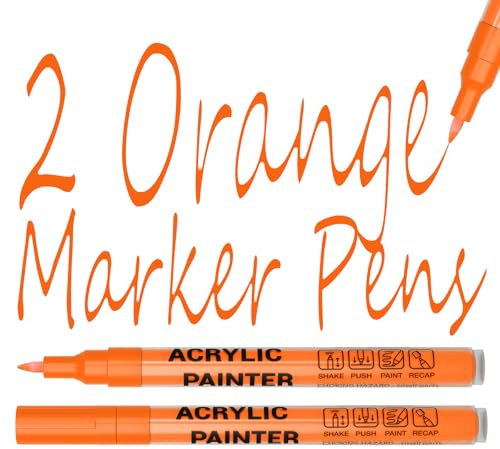 Alitastro Acrylic Paint Pens 2 Orange Permanent Marker Pens Extra Fine Tip