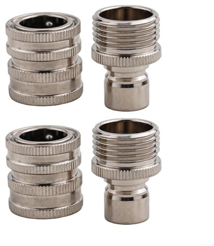 Eawfgtuw Manguera de jardín de acero inoxidable, conectores rápidos, accesorios de tubería de agua, kit de adaptadores macho hembra de 3/4 pulgadas para bomba de lavado a presión, aspersor de césped