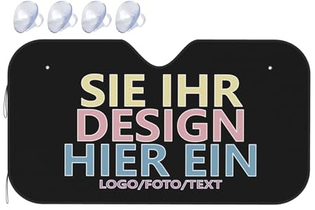 Personalisierte Foto Auto Sonnenschutz Abdeckung windschutzscheibe für frontscheiben Mit Eigenem Logo Text windschutzscheibenabdeckung mit personalisiert Motiv Bedrucken faltbar Schwarz 130cm x 70cm