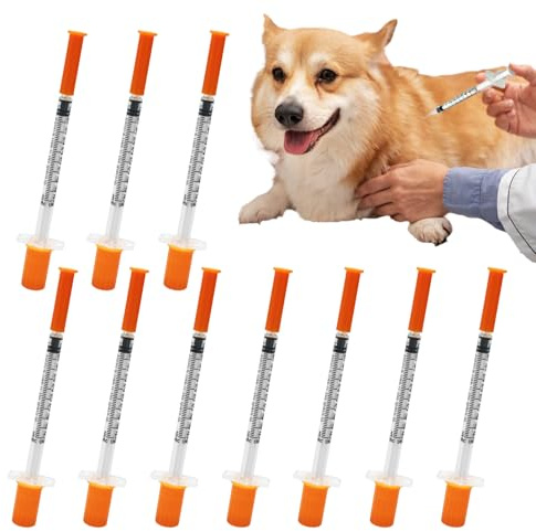 Hitburu Seringue 1 ml avec Aiguille | Seringue de 1 ml pour Liquides,Lot de 10 pour Mesure Liquide Usage Personnel Industriel Laboratoire Étudiant Nourriture Animaux Domestiques