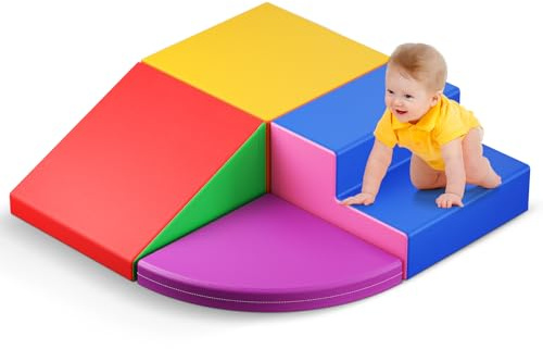 CUPCHID Schaumstoff bausteine Kinder,Schaumstoff bausteine,4 STK Softbausteine Klettern Riesenbausteine Motorik Großbausteine (JM-1540)