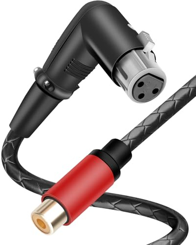 RIIEYOCA Câble Audio Stéréo XLR 3 Broches Femelle à 90 Degrés vers RCA Femelle, Adaptateur Convertisseur XLR Anglé 3 Broches vers RCA, Symétrique vers Asymétrique, pour Table (1.8M)