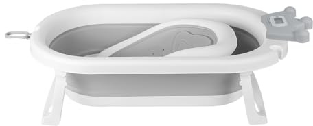 Bañera plegable para bebés de 0 a 36 meses, ergonómica y poco espacio, cuenca para bebé, ideal para la ducha, (corona), 43 x 18 x 86 cm, color gris