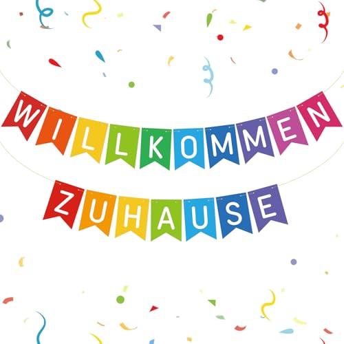 COMOOKA Willkommen Zuhause Girlande Willkommen Deko Bunt für Babyparty Umzug Urlaub Willkommen Baby Einschulung Abschluss Bachelor Weihnachten Banner Welcome Home