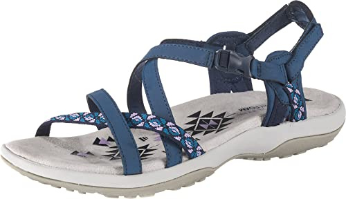 Skechers Mujer Reggae Slim Vacay Sandals, Navy Duraleather/ Webbing, 37 EU