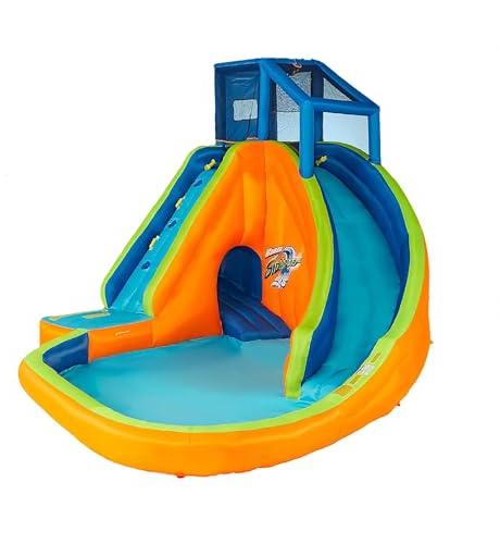 Banzai Sidewinder Falls Water Slide, Heavy Duty Inflatable Backyard Water Park w/Waterslide, Splash Pool & Sprinklers, for Kids Ages 5-12, Multicolor