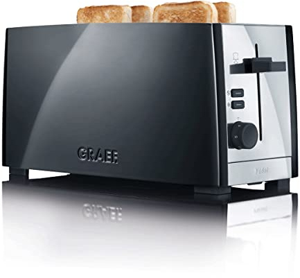 Graef TO 102 4slice(s) 1380W Negro - Tostador (4 rebanada(s), Negro, Aluminio, Acero inoxidable, Botones, Giratorio, 1380 W, 155 mm)