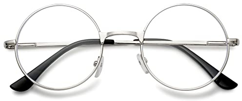 VEVESMUNDO Nickelbrille Lesebrille Runde Retro Klein Metall Lesehilfe Brille Für Herren Damen (Silber, 1.5)