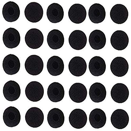 Lsgoodcare 50Pcs Soft Foam Earbud Headphone Ear Pads Replacement Sponge Covers Tips Foam Cushions Pad Protector Earplugs for Earphone Headset Earpiece MP3 MP4 Moblie Phone, Diameter 18MM, Black Color