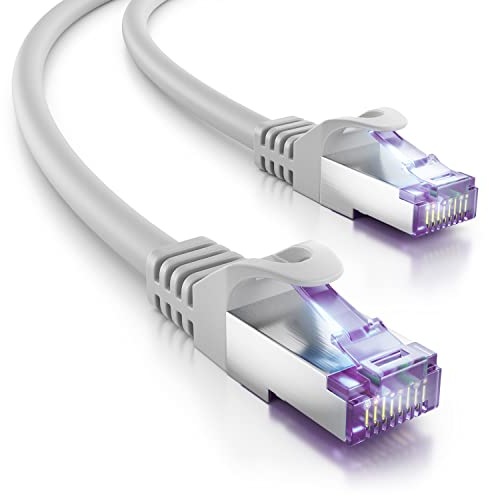 deleyCON 0,5m Cavo di Rete CAT7-10 Gigabit - RJ45 Cavo Patch & Ethernet (Rame, Schermatura SFTP PiMF) - per l'Alta Velocità LAN DSL Interruttore Modem Router Pannello Patch - Grigio