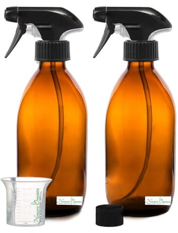 Nomara Organics Amber Glass Spray Bottles 300mL, 2 Pack- BPA Free, Refillable, Reusable, Pump Containers for Organic Beauty or Kitchen, Bathroom Cleaning Products.