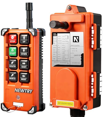 NEWTRY 12V Drahtlose Kranfernbedienung Hohe Qualität Sender & Empfänger für Industrielles Elektrisches Hebezeug, Brückenkran F21-E1B