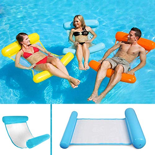 Sinwind Aufblasbares Schwimmbett, Wasser-Hängematte 4-in-1Loungesessel Pool Lounge luftmatratze Pool für Erwachsene und Kinder (Blue)