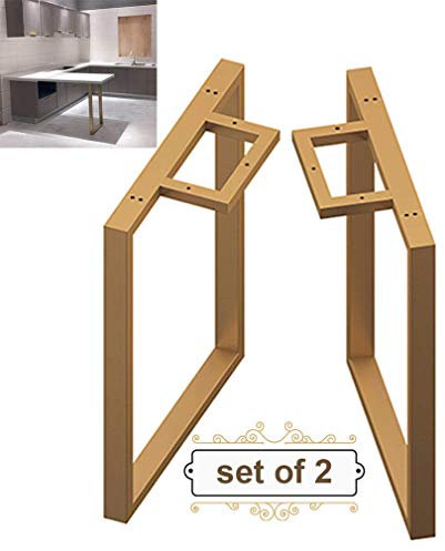 Refue 2 x Tischbeine aus Metall, U-Form Möbelbeine für Tisch, Schreibtisch oder Workstation, Dauerhaft, Kaliber 50 × 30 mm, Mit verstellbaren Schutzfüßen und Befestigungsschrauben