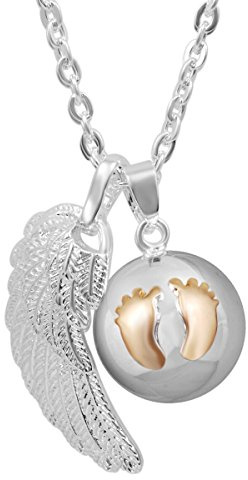 AEONSLOVE Collana Angeli Gravidanza, Collana Ali d'angelo Impronta Lunga Donna Con Ciondolo Chiama Angeli Bola Messicana Maternita per Mamma e Bambino Regalo Originale Bel Gioielli