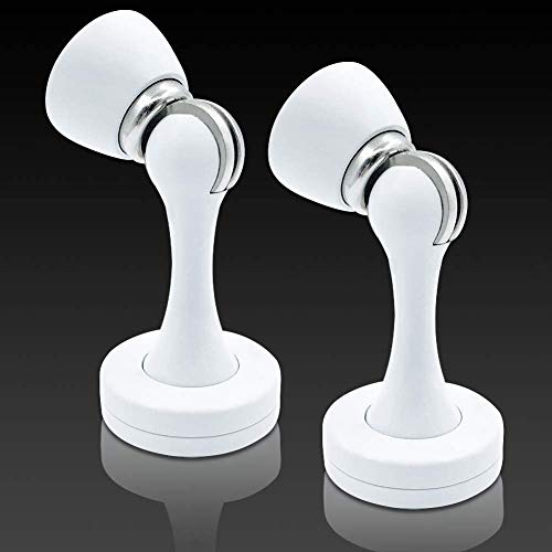 Magnetic Door Stop, 2 Pack Door Stopper Magnetic, White Magnetic Doorstops Catch Floor Wall Mount Stainless Steel Door Holder to Keep Door Open