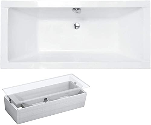 VBChome Badewanne 165x75 cm Acryl Wannenträger Wanne Rechteck Weiß Design Modern Styroporträger für 2 Personen
