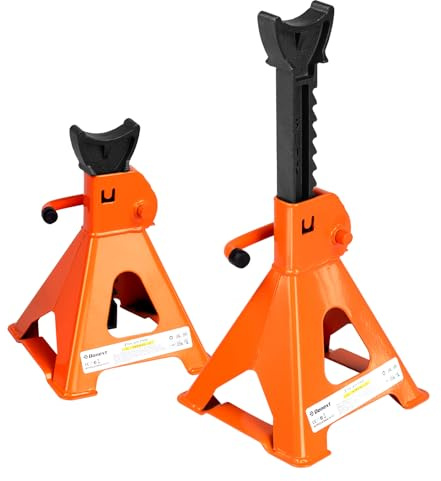 Donext Jack Stands 3 Ton (6,500 lb) Capacity Steel, 1 Pair Orange Lifting Stand Adjustable Jack Stands