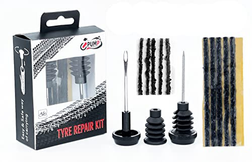 Upump - Kit de reparación de neumáticos de bicicleta de emergencia sin cámara, universal para manillar de bicicleta de carretera y MTB + 10 tiras de tocino (1,5 mm x 5 cm y 3 mm x 10 cm)