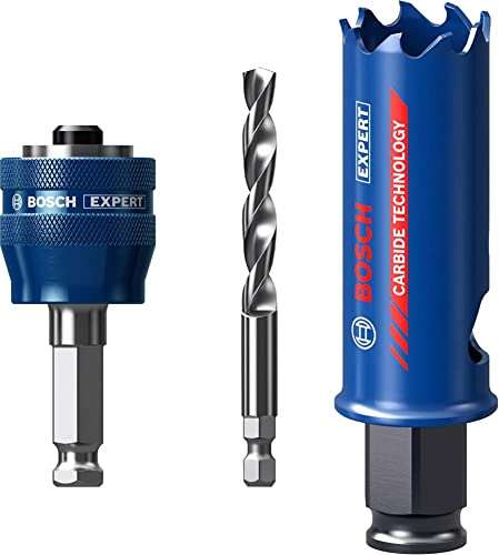 Bosch Professional 1x Expert Power Change Plus Lochsäge-Systemadapter (Ø 7,15 mm) + 1x Expert Tough Material Lochsäge (für Holz mit Metall, Ø 25 mm, Zubehör Schlagbohrmaschine)