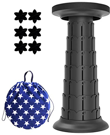 BiiKoon Foldable Collapsible Stool for Adults Portable Lightweight Telescopic Seat Upgraded Expandable Stool for Fishing Camping Outdoor Travel Garden BBQ,Load 550lbs (Color : Black)