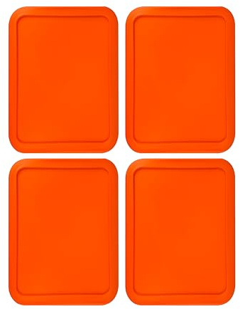 Replacement Lid for Pyrex Plastic Orange Cover 6 Cup (6.75 x 8.75) Bowl Rectangle 7211-PC (4-Pack)