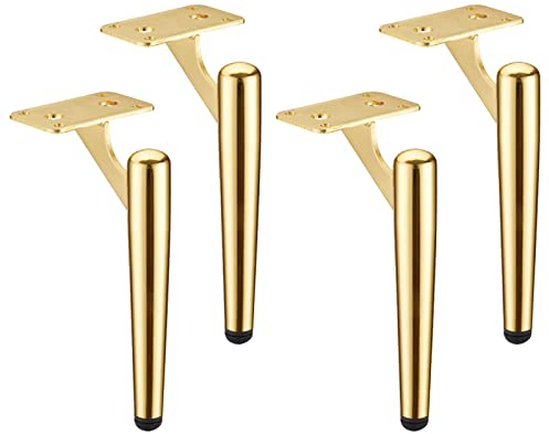 4 Stück Möbelfüße Metall Möbelbeine Gold Schrankfüsse DIY Ersatz Sofafüße Stützfuß Hardware-Zubehör, für Schreibtisch Bett TV-Schränke Arbeitsplatte (30cm/11.8in)