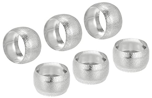 sourcing map Metal Napkin Rings, 6pcs Round Napkin Ring Holder Buckle for Dining Table Decorations Wedding Birthday Holiday Party, Silver Tone