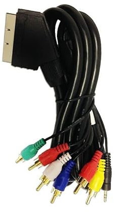 Scart Cable 6 Phono and 3.5mm Audio Lead 21 Pin TV DVD VCR 2M