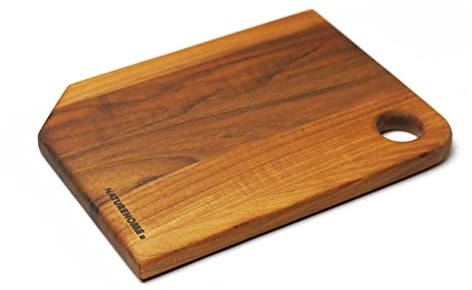 NATUREHOME Planche à découper avec trou en noyer massif 26 x 20 cm