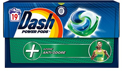 Dash Power Pods Detersivo Lavatrice In Capsule, 19 Lavaggi, Azione Anti-Odore, Combatte I Cattivi Odori, Efficace Anche A Freddo E In Cicli Brevi