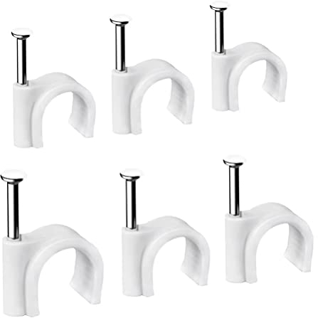 FEEIMOL Abrazadera para Cables, Grapas Cable Pared con Clavos 20mm, 100 pcs