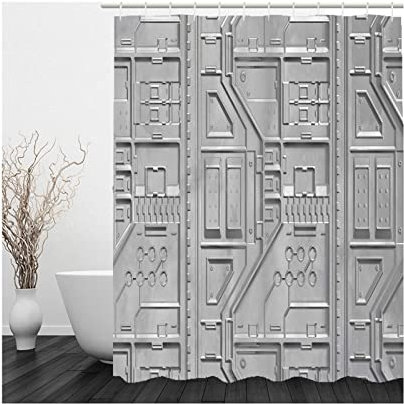 Whoiy Duschrollo Grau für Badewanne, Shower Curtains Waterproof 150X180cm Polyester Duschvorhang Eisentor für Badezimmer