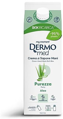 Dermomed, Eco-ricarica Sapone Liquido Mani Purezza, Pelle Fresca ed Energizzata, Contiene Acido Ialuronico e Glicerina dalle Capacità Emollienti, Idratanti e Riparatrici del Derma