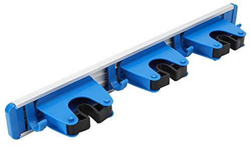 Cyrank Broom Holder Wall Mount, Mop Broom Holder Wall Hanging Organizer for Garage Mop Holder with 3 Sliding Positions Tool Rack Storage Organizer Utililty for Home Kitchen