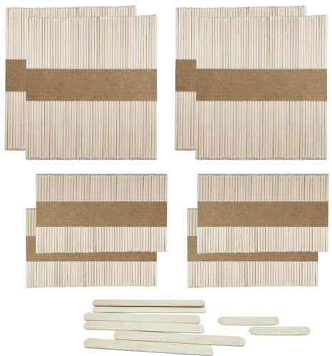 400 Holz-Eisstiele, Holzstäbchen, Holzspatel - Vielseitig Einsetzbar beim Basteln, DIY Handwerk (114mm/64mm)