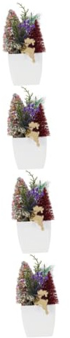 PRETYZOOM 4pcs Artificial Christmas Tree Tabletop Pine Tree Decorative Frost Bottle Brush Xmas Centerpiece for Home Office