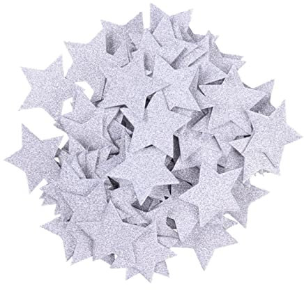 TOPBATHY 100pcs Silver Star Confetti for Wedding Birthday and Shower Decorations Double-sided Glitter Table Scatter for Cupcake Toppers and Craft Projects