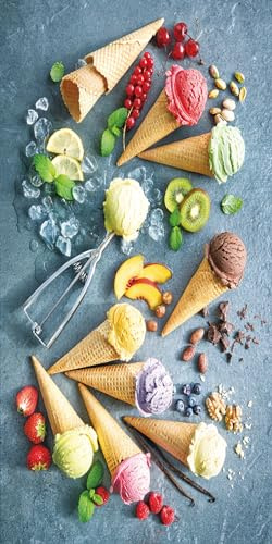 FEBE Strandtuch XXL Eiscreme Sunset 100x180 cm Badetuch Groß 100% Mikrofaser Handtuch Stranddecke Sommer-Handtücher
