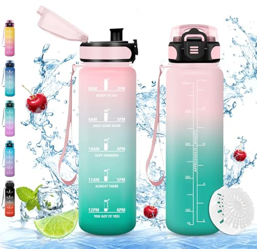 Vikaster Sport Trinkflasche, 500ml/1000ml/1500ml BPA-frei, Auslaufsicher, Kohlensäure Geeignet, für Fitness, Büro, Schule, Outdoor