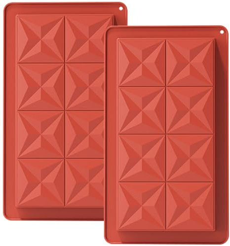 YXHZVON 2 pezzi Stampo per Cioccolato in Silicone, Stampo Per Tavoletta Di Cioccolato Profondo, Stampo Antiaderente per Alimenti, Adatto per Cioccolatini(Rosso)
