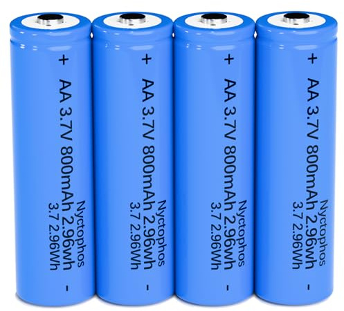 3.7V Solar Battery 3.7volts AA Batteries LiFePO4 800mah Rechargeable Batteries for Solar Lights,Flashlight,Wall Lantern 4 Pack (3.7V)