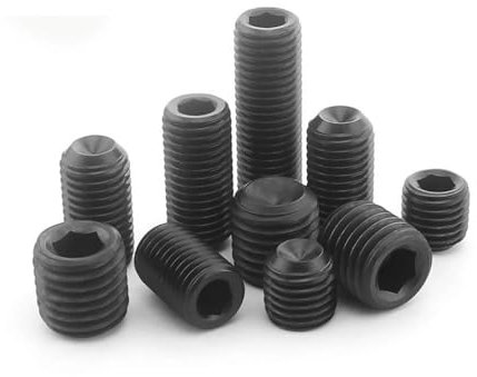 Écrous hexagonaux Lot de 10 vis à tête creuse sans tête M2 M2.5 M3 M4 en acier au carbone, vis à six pans creux, écrou à main de dureté(4mm X10pcs,M2)