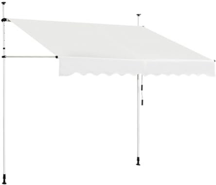GYMAX Tenda da Sole a Bracci Regolabile in Altezza, Tenda da Sole con Manovella per Balcone, Tenda Impermeabile e Resistente al Sole, Altezza Regolabile da 2M a 3M, per Finestra (Beige, 350 CM)