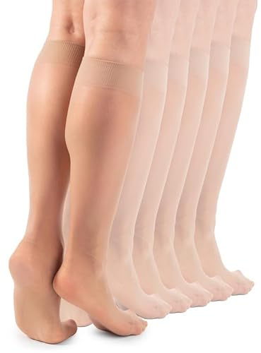 LORES Bas De Contention Femme - Chaussettes Montantes Transparentes 15 Deniers, Légères et Soyeuses, Élastiques, Confort Quotidien, Couleurs Pastel